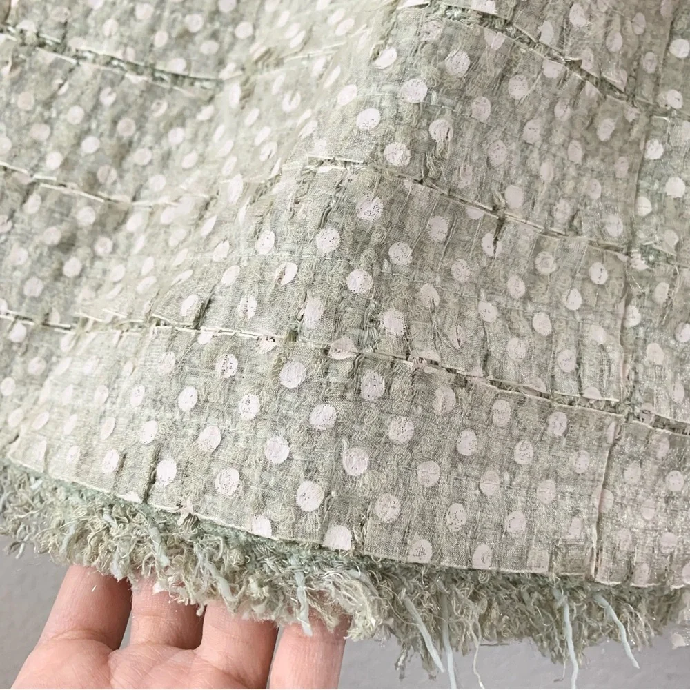 New Chanel pastel green tweed ribbon skirt